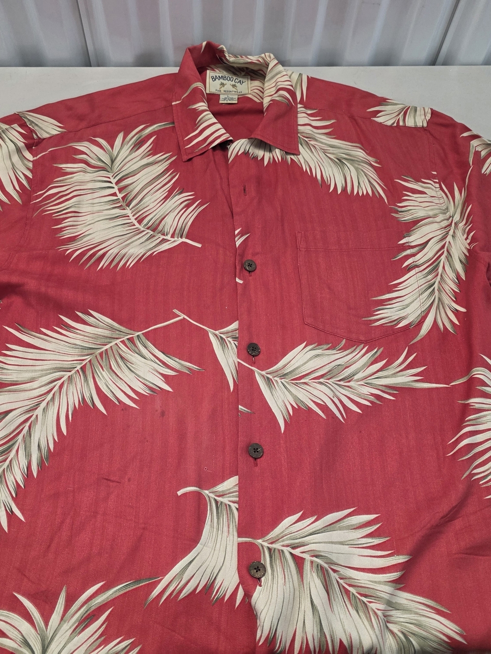 Bamboo Cay Silk Hawaiian Button Up Shirt Men's Size Large